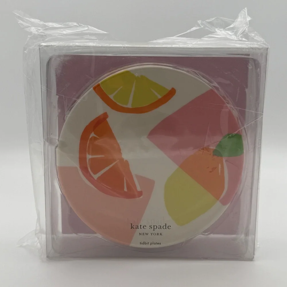 Kate Spade New York Citrus Celebration Tidbit Plate Set 4‎ Melamine 6